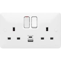 Show details for  13A Double Pole Dual Earth & Two USB Ports (Type A + C), 2 Gang, White, Sollysta Range