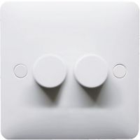 Show details for  5W-100W 2 Way LED Dimmer Switch, 2 Gang, White, Modern Range