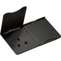 Show details for  13A Unswitched Floor Socket, 2 Gang, Matt Black, Black Trim