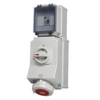 Show details for  63A Interlocked Switch Socket with RCCB, 415V, 3P+N+E, IP65, Red