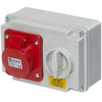 Show details for  32A Horizontal Interlocked Switch Socket, 415V, 3P+N+E, IP44, Red