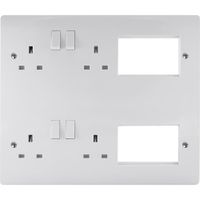 Show details for  13A Switched Socket, 4 Gang, 2 x 3 Aperture, White, New Media Range