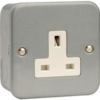 Show details for  Metal Clad 13A Unswitched Socket, 1 Gang, Grey, White Trim, Essentials Range