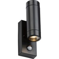 Show details for  Up/Down Wall Light with PIR, GU10, Polycarbonate, Black, IP54, Eamon Range (Lamp Not Included)