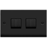 Show details for  10AX 2 Way Plate Switch, 4 Gang, Matt Black, Black Trim, Deco Range