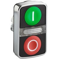 Show details for  22mm Illuminated Double Headed Pushbutton with Mmarking, Green/Red, Metal, Harmony XB4 Range