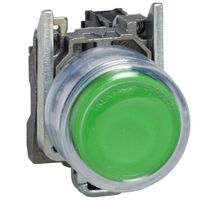 Show details for  22mm Spring Return Booted Pushbutton, 1NO, Green, Harmony XB4 Range