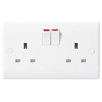 Show details for  13A Double Pole Switched Socket, 2 Gang, White