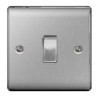 Show details for  10AX 2 Way Plate Switch, 1 Gang, Brushed Steel
