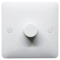 Show details for  Dimmer Plate with Knob, 1 Gang, White, Modern Range