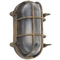 Show details for Oval Bulkhead Outdoor Light, 250mm x 160mm, 105mm, Gold, E27 (Lamps Not Included)