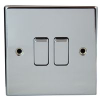 Show details for  10AX 2 Way Light Switch, 2 Gang, Polished Chrome, Decorative Range