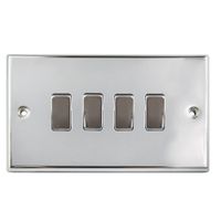Show details for  10AX 2 Way Light Switch, 4 Gang, Polished Chrome, Decorative Range