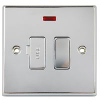 Show details for  13A Double Pole Switched Fused Connection Unit with Neon, 1 Gang, Polished Chrome, White Trim, Decorative Range