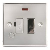 Show details for  13A Double Pole Switched Fused Connection Unit with Neon and Flex Outlet, 1 Gang, Polished Chrome, Black Trim, Decorative Range
