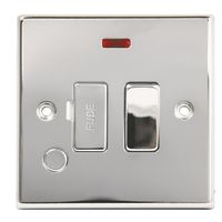 Show details for  13A Double Pole Switched Fused Connection Unit with Neon and Flex Outlet, 1 Gang, Polished Chrome, White Trim, Decorative Range
