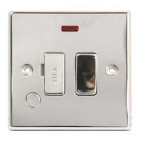 Show details for  13A Double Pole Switched Fused Connection Unit with Neon and Flex Outlet, 1 Gang, Polished Chrome, Grey Trim, Decorative Range