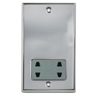 Show details for  115V/230V Dual Voltage Shaver Socket Outlet, Polished Chrome, Grey Trim, Decorative Range