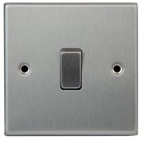 Show details for  10AX 2 Way Light Switch, 1 Gang, Satin Steel, Decorative Range