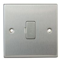 Show details for  13A Unswitched Fused Connection Unit, 1 Gang, Satin Steel, White Trim, Decorative Range