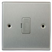Show details for  13A Unswitched Fused Connection Unit, 1 Gang, Satin Steel, Grey Trim, Decorative Range