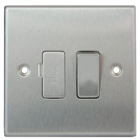 Show details for  13A Switched Fused Connection Unit, 1 Gang, Satin Steel, White Trim, Decorative Range