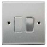 Show details for  13A Switched Fused Connection Unit, 1 Gang, Satin Steel, Grey Trim, Decorative Range