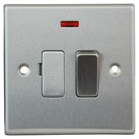 Show details for  13A Double Pole Switched Fused Connection Unit with Neon, 1 Gang, Satin Steel, Grey Trim, Decorative Range