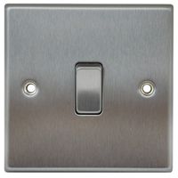 Show details for  20A Double Pole Switch, 1 Gang, Satin Steel, Decorative Range