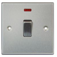 Show details for  20A Double Pole Switch with Neon, 1 Gang, Satin Steel, Decorative Range