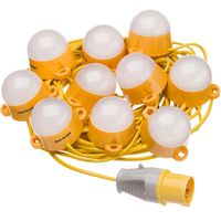 Show details for  110V Connectable LED Festoon Kit, 10 Way, 22m, 6000K, 5500lm, Yellow, IP44