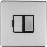 Show details for 13A Double Pole Switched Fuse Spur, 1 Gang, Stainless Steel, Black Trim, Concealed 3mm Range