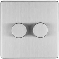 Show details for  LED 2 Way Dimmer Switch, 2 Gang, Stainless Steel, Concealed 3mm Range