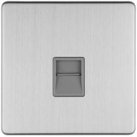 Show details for  Slave Telephone Socket, 1 Gang, Stainless Steel, Grey Trim, Concealed 3mm Range