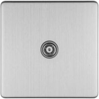 Show details for TV Outlet, 1 Gang, Stainless Steel Steel, Grey Trim, Concealed 3mm Range