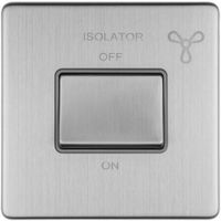 Show details for  6A Fan Isolator Switch, 1 Gang, Stainless Steel, Grey Trim, Concealed 3mm Range