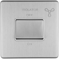 Show details for  6A Fan Isolator Switch, 1 Gang, Stainless Steel, White Trim, Concealed 3mm Range