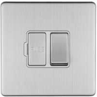 Show details for 13A Double Pole Switched Fuse Spur, 1 Gang, Stainless Steel, White Trim, Concealed 3mm Range
