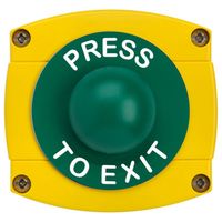 Show details for  IP Rated Exit Button 'Press To Exit', 85mm x 89mm x 83mm, Green Dome on Yellow