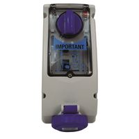 Show details for  16A Switched Interlocked Socket with RCD, 240V, 2P+E, Blue, IP67