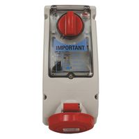 Show details for  16A Switched Interlocked Socket with RCD, 415V, 3P+N+E, Red, IP67