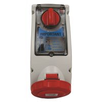 Show details for  32A Switched Interlocked Socket with RCD, 415V, 3P+N+E, Red, IP67