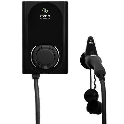 Evec 7.4kW EV Charger, Type 2 Tethered and Socket, 1 Outlet, 5m, Black, IP54