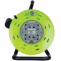 Show details for  13A Metal Frame Cable Reel with Thermal Cut Out, 4 Socket, 25m, Green