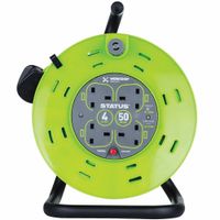 Show details for  13A Metal Frame Cable Reel with Thermal Cut Out, 4 Socket, 50m, Green