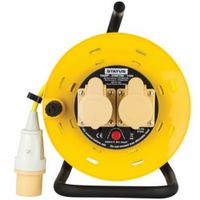 Show details for  16A Metal Frame Cable Reel with Thermal Cut Out, 2 Socket, 25m, 110V, Yellow