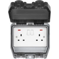 Show details for  Weatherproof 13A Double Pole Switched Socket with Neons, 2 Gang, Grey, IP66
