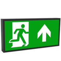 Show details for  4W Emergency LED Exit Box with Self-Test and Arrow Up Legend, 6000K, 30m, Black, IP20