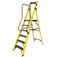 Show details for  Safety Ladder with Platform, 6 Tread, Fibreglass