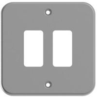 Show details for  Metal Clad Grid Faceplate, 2 Gang, Grey